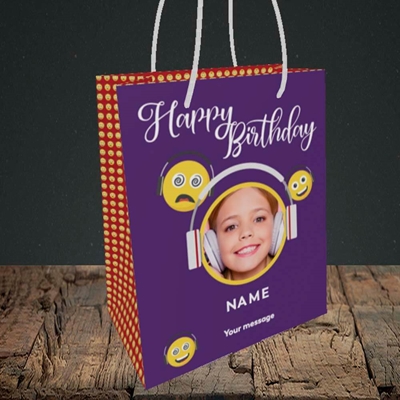 Picture of Smileys, Birthday Design, Small Portrait Gift Bag