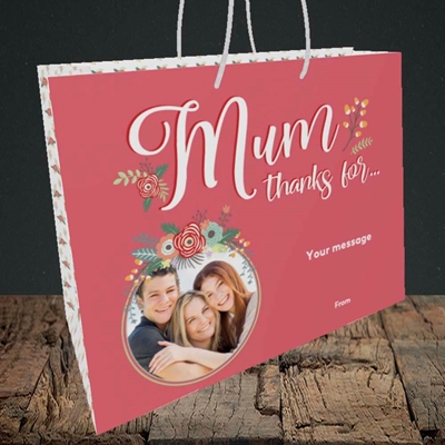 Picture of Mum Thanks For..., Mother's Day Design, Medium Landscape Gift Bag