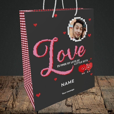 Picture of Love Bits, Valentine's Design, Medium Portrait Gift Bag