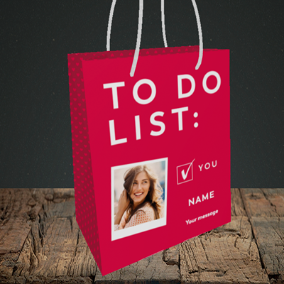 Picture of To Do List, Valentine's Design, Small Portrait Gift Bag