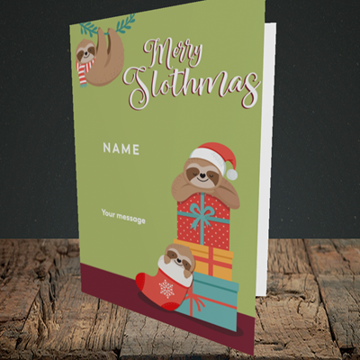 Picture of Slothmas, (Without Photo) Christmas Design, Portrait Greetings Card