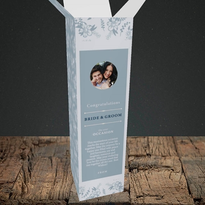 Picture of Floral Strip Edges - Pale Blue  B&G, Wedding Design, Upright Bottle Box