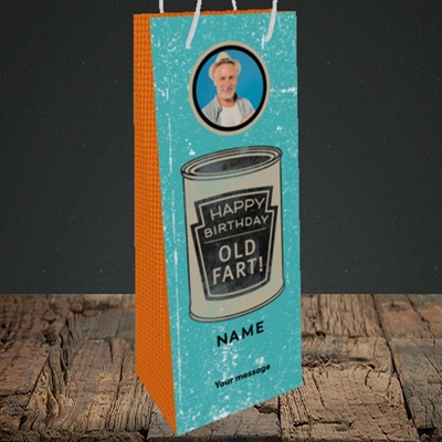 Picture of Tin Of Old Fart, Birthday Design, Bottle Bag