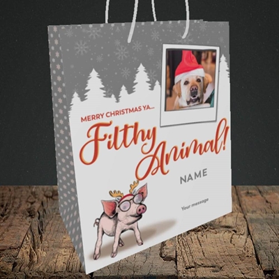 Picture of Ya Filthy Animal, Christmas Design, Medium Portrait Gift Bag