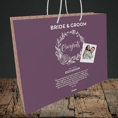 Picture of Wreath Purple B&G, Wedding Design, Medium Landscape Gift Bag