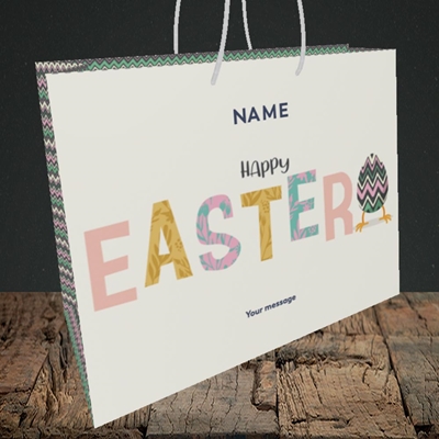 Picture of Happy Walking Egg(Without Photo), Easter Design, Medium Landscape Gift Bag
