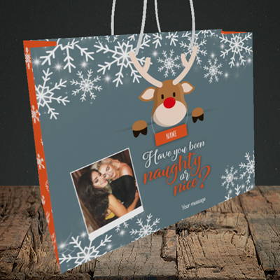 Picture of Naughty, Christmas Design, Medium Landscape Gift Bag