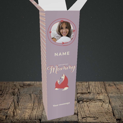 Picture of Foxes Mummy, Birthday Design, Upright Bottle Box
