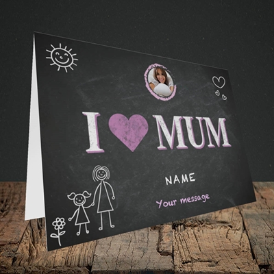 Picture of I Love Mum (Chalk Board), Landscape Greetings Card