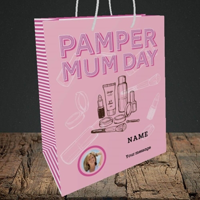 Picture of Pamper Mum Day, Mother's Day Design, Medium Portrait Gift Bag