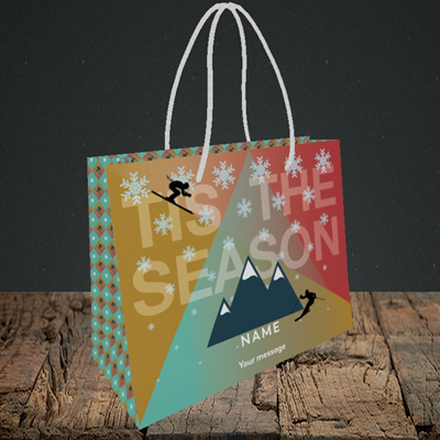 Picture of Tis The Skier(Without Photo), Christmas Design, Small Landscape Gift Bag