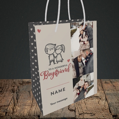Picture of Wonderful Boyfriend, Valentine's Design, Small Portrait Gift Bag