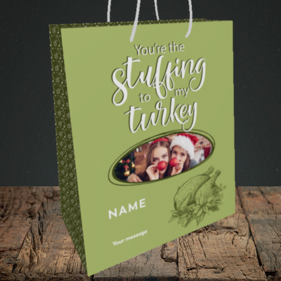Picture of Stuffing To My Turkey, Christmas Design, Medium Portrait Gift Bag