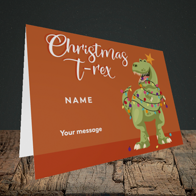 Picture of T-Rex, (Without Photo) Christmas Design, Landscape Greetings Card