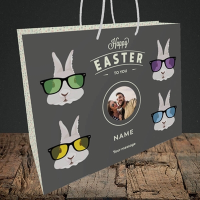 Picture of Hipster Bunnies, Easter Design, Medium Landscape Gift Bag