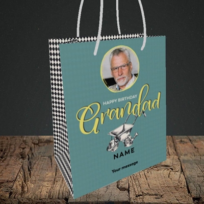 Picture of Grandad Gardening, Birthday Design, Small portrait Gift Bag