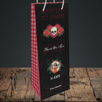 Picture of Love You To Death, Valentine's Design, Bottle Bag