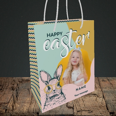 Picture of Bunny With Glasses, Easter Design, Small Portrait Gift Bag
