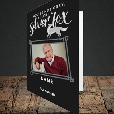 Picture of Silver Fox, Birthday Design, Portrait Greetings Card