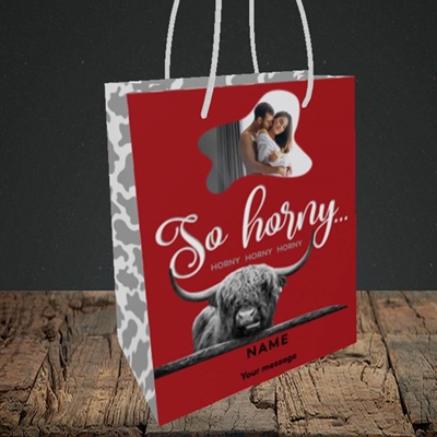 Picture of So Horny, Valentine's Design, Small Portrait Gift Bag