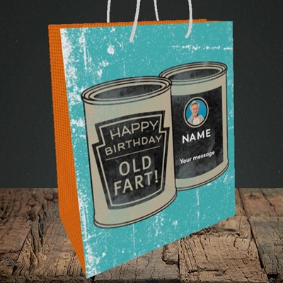Picture of Tin Of Old Fart, Birthday Design, Medium Portrait Gift Bag