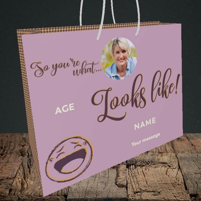 Picture of So You're What(Pink), Birthday Design, Medium Landscape Gift Bag