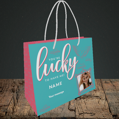 Picture of Lucky To Have Me, Valentine's Design, Small Landscape Gift Bag
