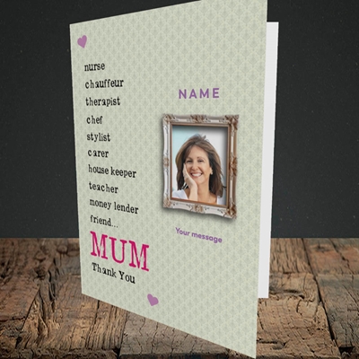 Picture of Mum, Thank you, Portrait Greetings Card