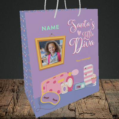 Picture of Little Diva, Christmas Design, Medium Portrait Gift Bag