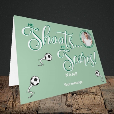 Picture of He Shoots He Scores, Pregnancy Design, Landscape Greetings Card
