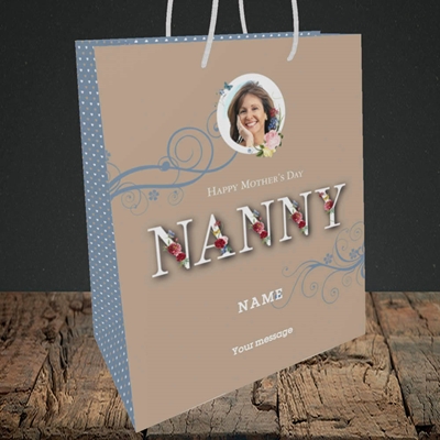 Picture of Nanny Floral Letters, Mother's Day Design, Medium Portrait Gift Bag