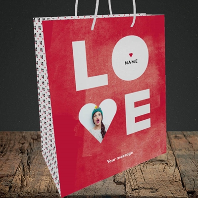 Picture of Love Type (stacked), Valentine's Design, Medium Portrait Gift Bag