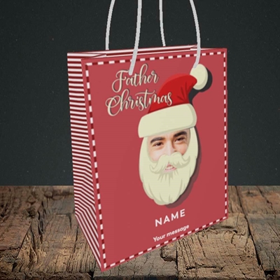 Picture of Father Christmas Mask, Christmas Design, Small Portrait Gift Bag