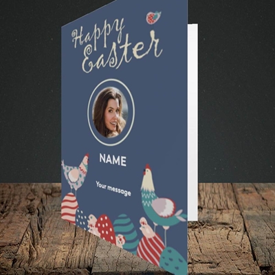 Picture of Hen & Chick Egg Hunt, Easter Design, Portrait Greetings Card