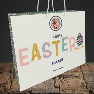 Picture of Happy Walking Egg, Easter Design, Medium Landscape Gift Bag