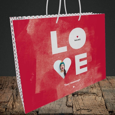 Picture of Love Type (stacked), Valentine's Design, Medium Landscape Gift Bag