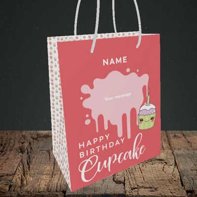Picture of Cupcake(Without Photo), Birthday Design, Small Portrait Gift Bag